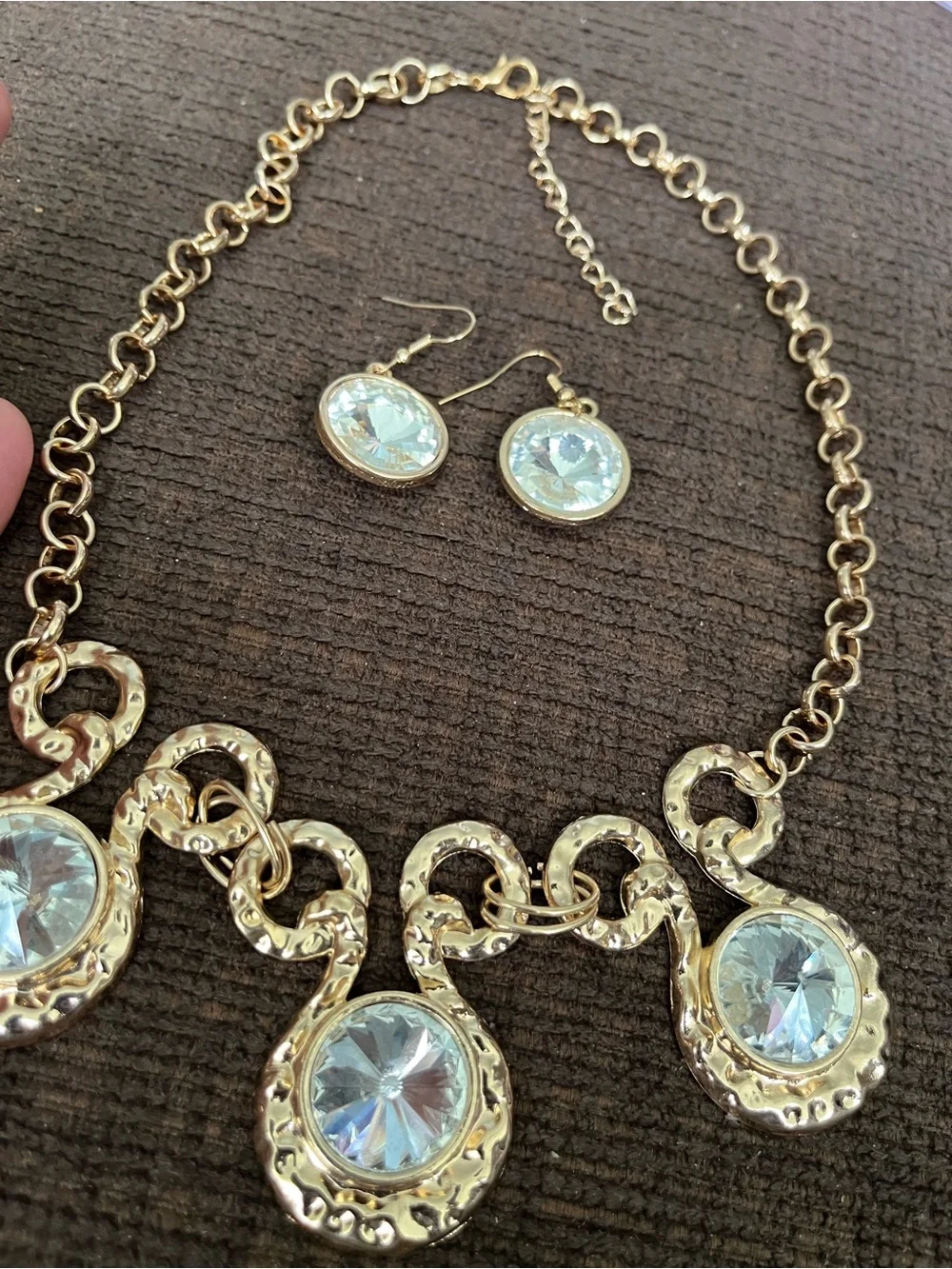 Gold-Tone Crystal Statement Necklace & Earring Set - Picture 2 of 4